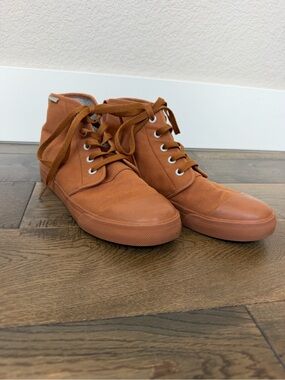 Bangs Canvas High-Top Sneakers in Rust Brown Size W8